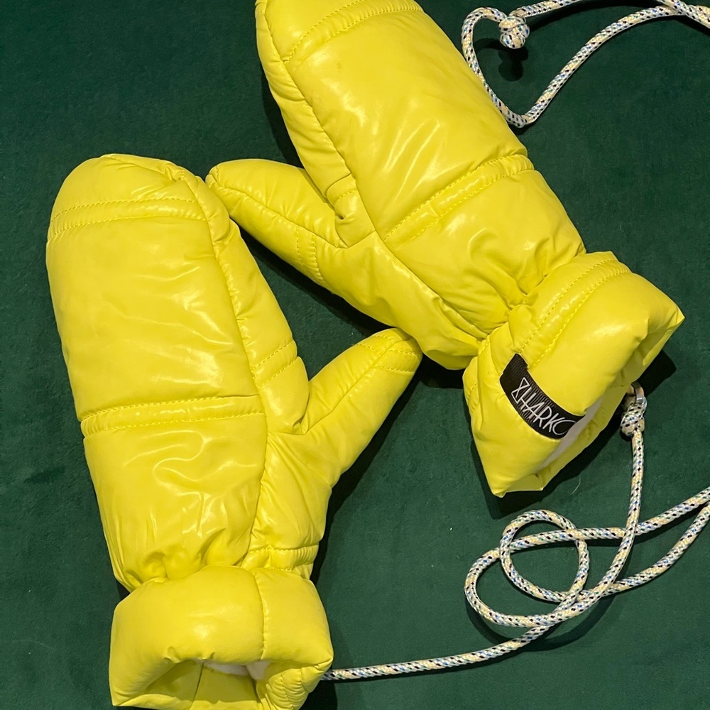 Bright Yellow Mittens with Rope